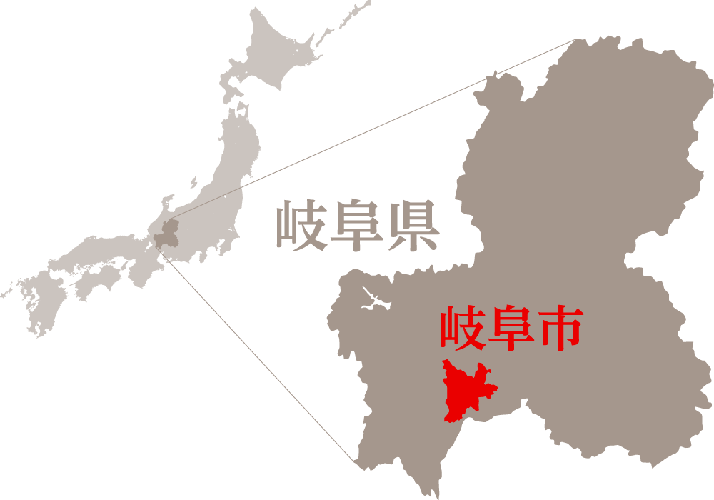 岐阜県の位置を示したマップ